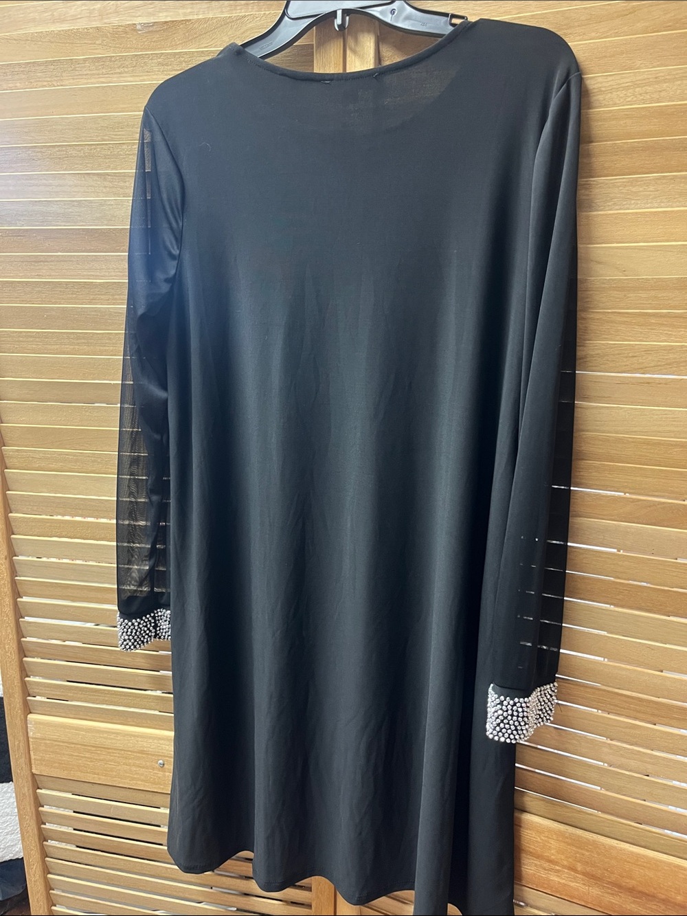 Tiana B. Black Long-Sleeve A-Line Dress with Crystal Cuffs